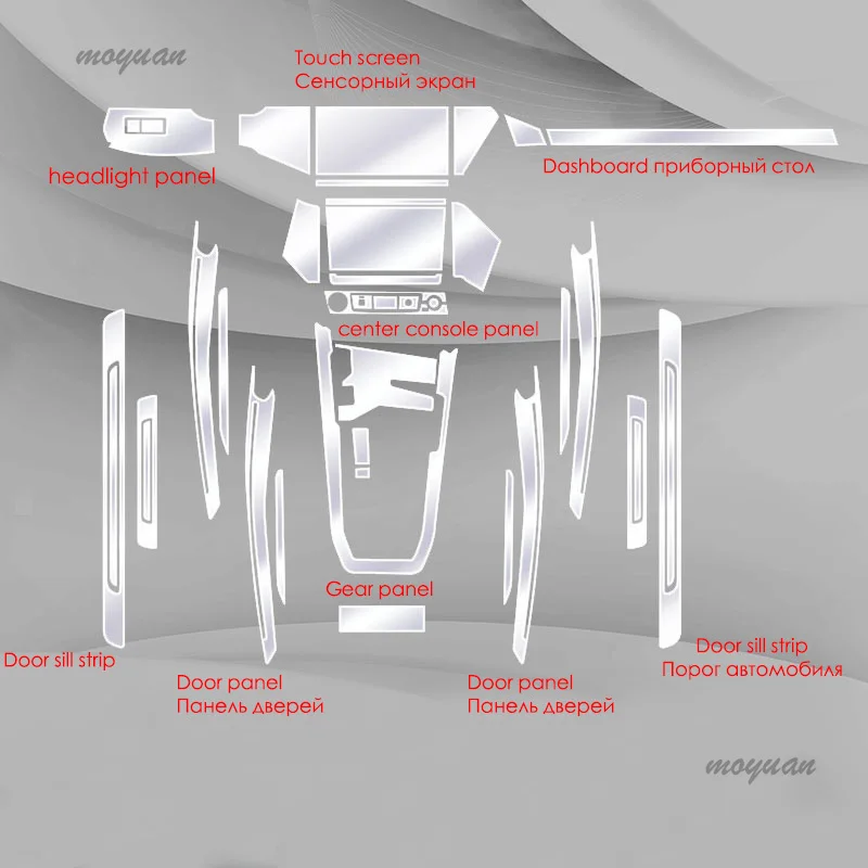 Tpu Transparent Film for Audi Etron E Tron 2020 2021 Car Interior Stickers Center Console Gear Touch Screen Dashboard Door Panel