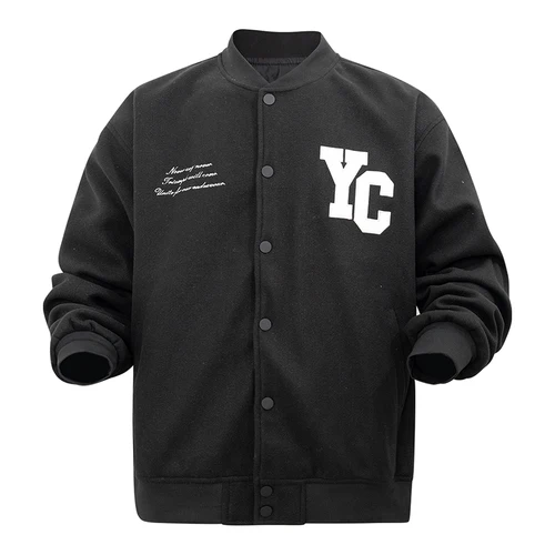 Imagen 2 del producto Chaqueta universitaria Vitage para hombre, manga de piel sintética, Letterman, chaqueta de béisbol ligera estilo bomber, cortavientos de los años 90, ropa de calle