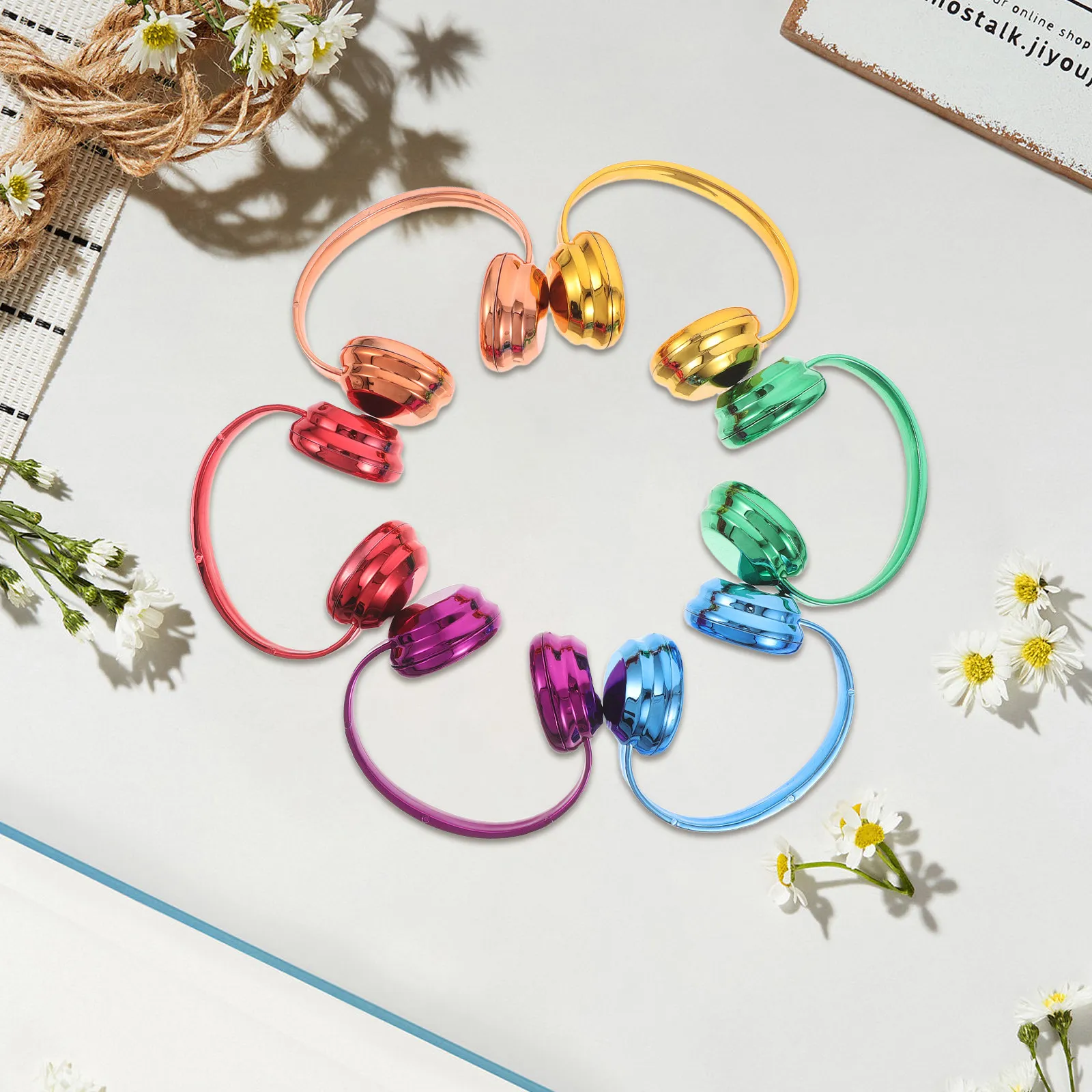 

6Pcs Miniature Headphones for 17Cm High Simulation Electroplated Vibrant Colors Sturdy Adjustable Headband Stylish