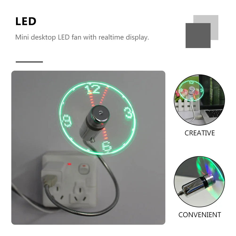 

1 шт., мини-USB-охлаждающий портативный для USB-аккумулятора, креативные часы для офиса, мини-домашнего общежития, портативные часы-вентиляторы, мигающий вентилятор