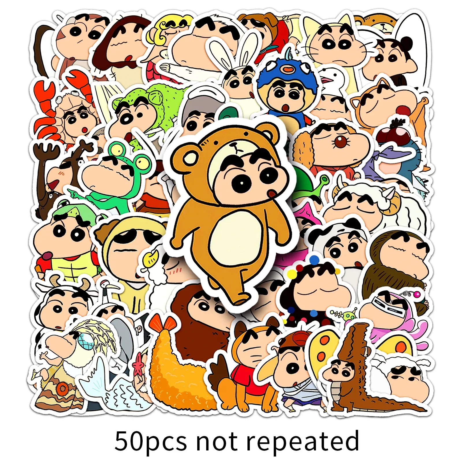 50pcs Crayon Shinchan sticker Children DIY Puzzle Sticker Face Funny Anime Cartoon Assemble Stickers Kids Toys Boys Girls Gifts