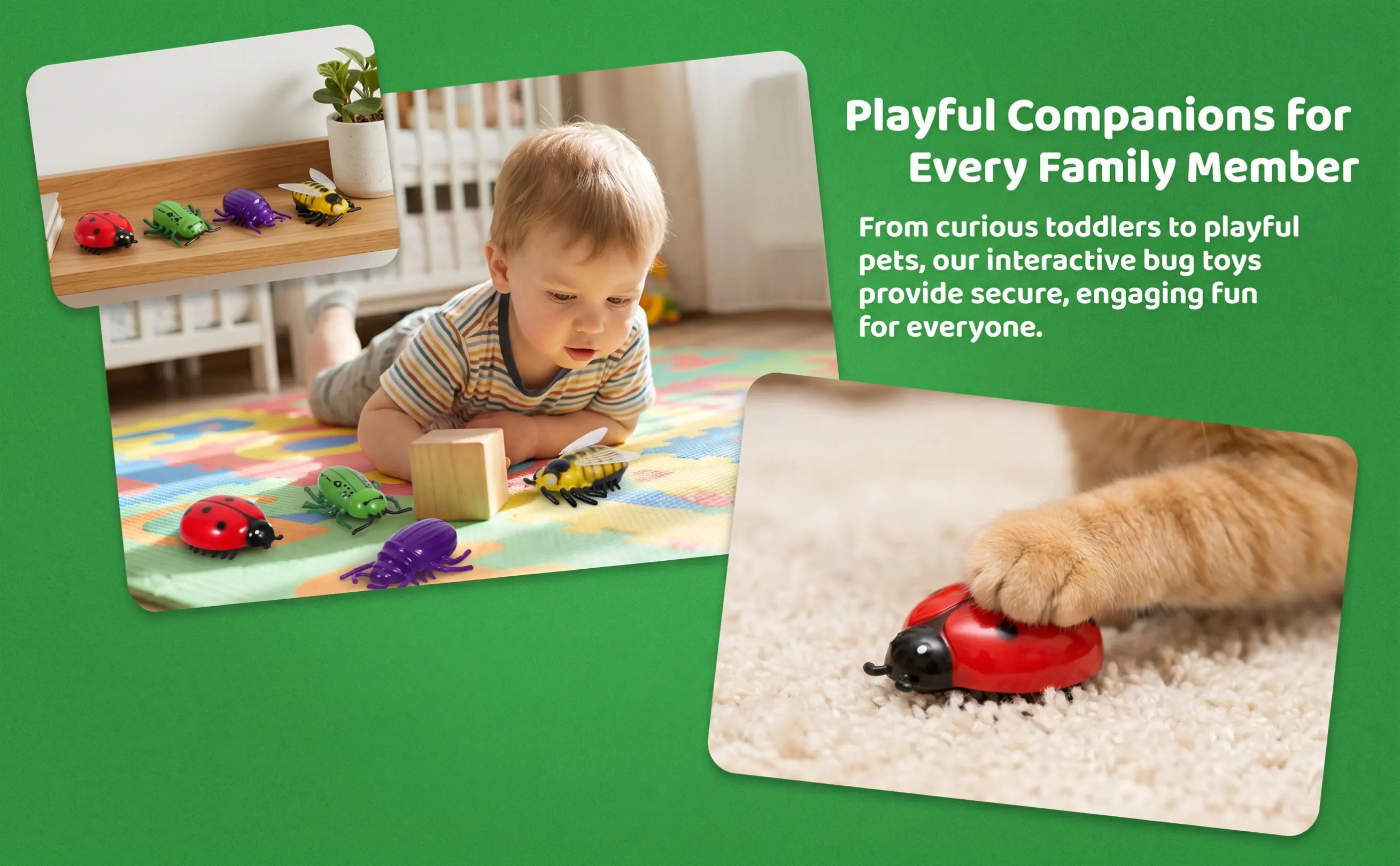 4Pcs Electric Walking Bugs Simulation Moving Interactive Pet Cat Teaser Automatic Mini Crawling Small Moving Bug Battery
