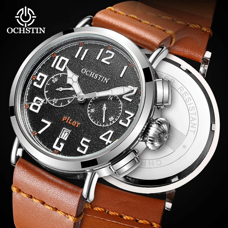 

OCHSTIN Hot Model 2024 Simple Personalized Pilot Series Waterproof Wristwatch Multifunction Quartz Movement Men's Quartz Watch