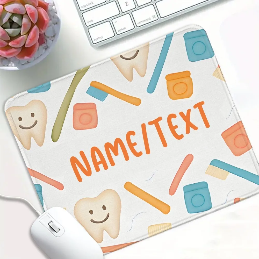 [2D Flat] 1pc Personalized Custom Dentist Hygienist Pattern Mouse Pad Custom Name Text Multi Sizes Desk Mouse Pad
