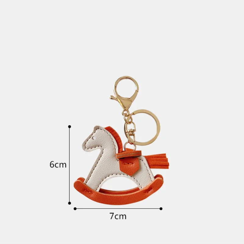 PU Leather Bag Charm Rocking Horse Pendant For Car Bag Hanging Ornament Keychain Decoration DIY Bag Accessories