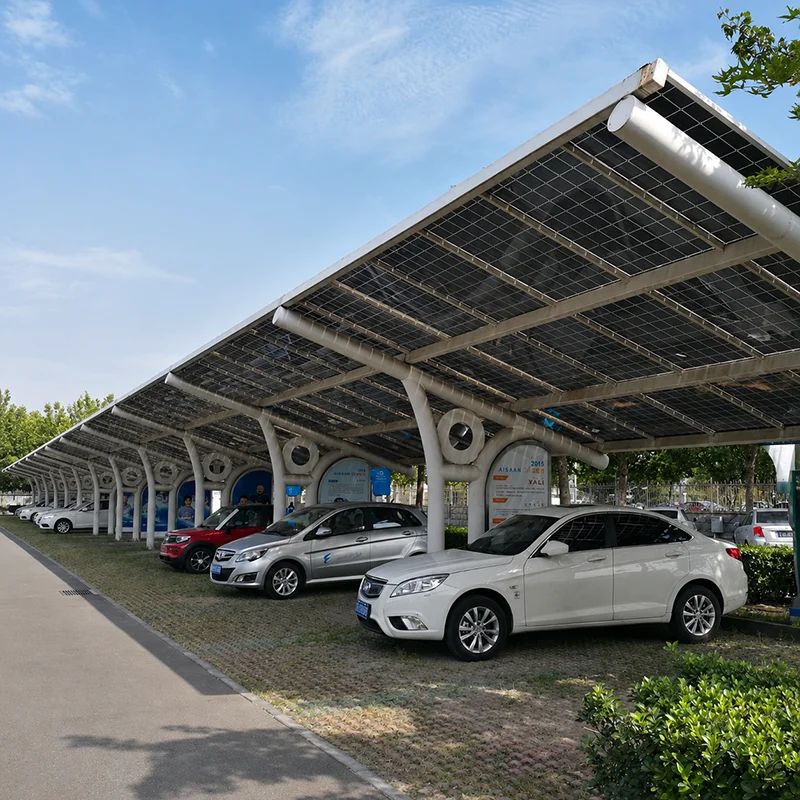 24.78KW Off Grid Solar Carport System 6 Car Parking Metal Structure Standalone PV Energy Shelter Aluminum Mounting Kit