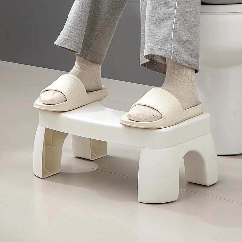 Toilet Squat Stool, Thickened Non-Slip PP Plastic Bathroom Foot Stool, 17cm Height Ergonomic 35° Angle Toilet Footrest for Adult