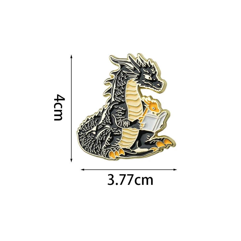 Fourth Wing Dragon Enamel Pin Cute Tairn And Andarna Reading Together Badge Fantasy Romance Novels Peripheral