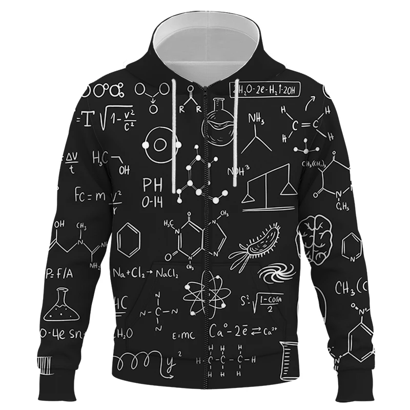 mathematical formula Men's Zipper Hoodie 3D Printing Hooded Sweatshirt Fall Winter Fashion Hooded Pullover Children's Clothing