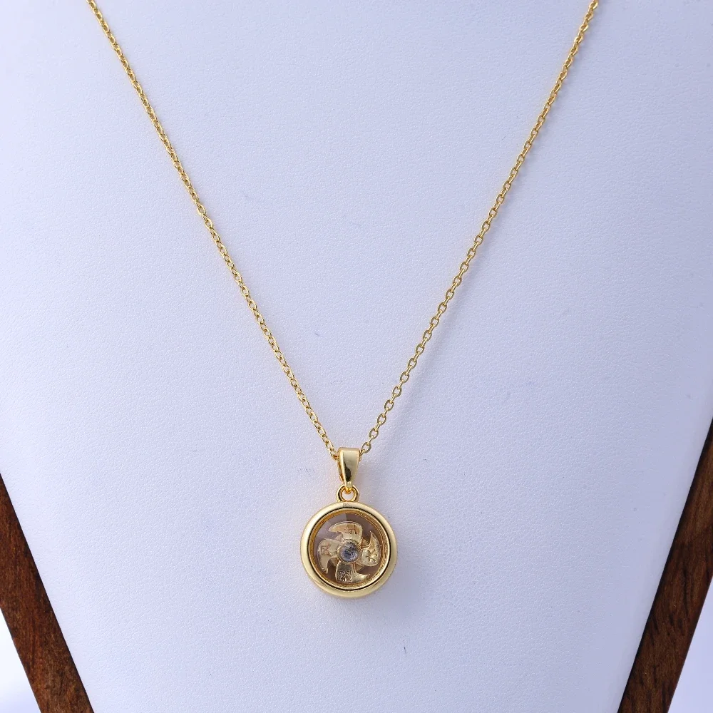 قلادة دوارة مرصعة بالألماس مستوحاة من الطراز العتيق مع قلادة، مجوهرات للجنسين للزينة