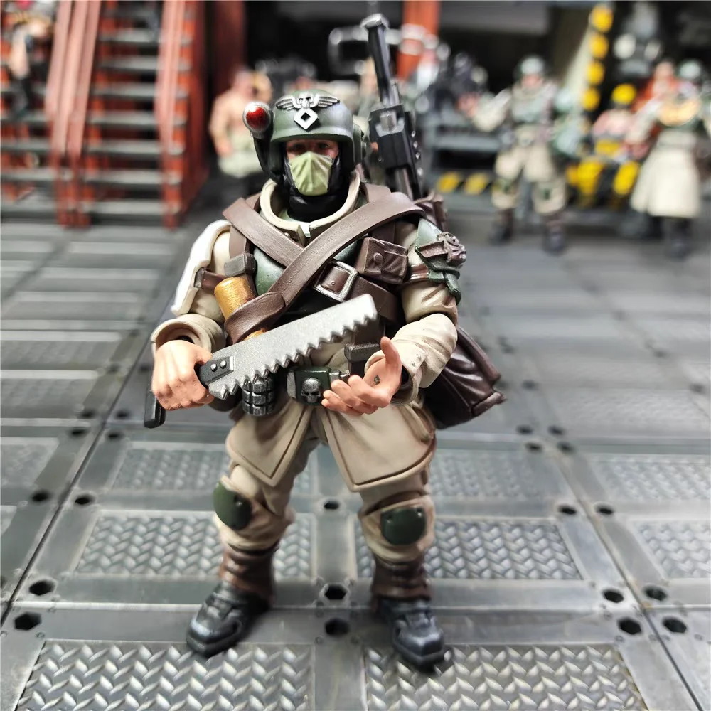 Figura De Acción JOYTOY Warhammer 40k – Astra Militarum Death Corps Veteran Guardsman, Escala 1/18, Coleccionable Para Mayores De 15 Años