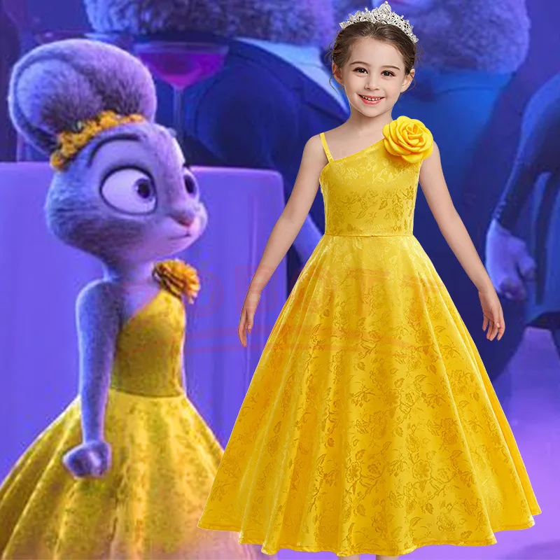 Filme Judy Cosplay Kleid Frauen Mädchen Zootopia 2 Kostüm Kleid Mädchen Karneval Cosplay Kleid eine Schulter Mode Anlass Kleidung