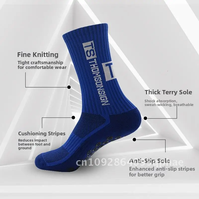 Adult mid tube soccer socks, men's adhesive anti slip thick towel bottom, training and competition sports socks