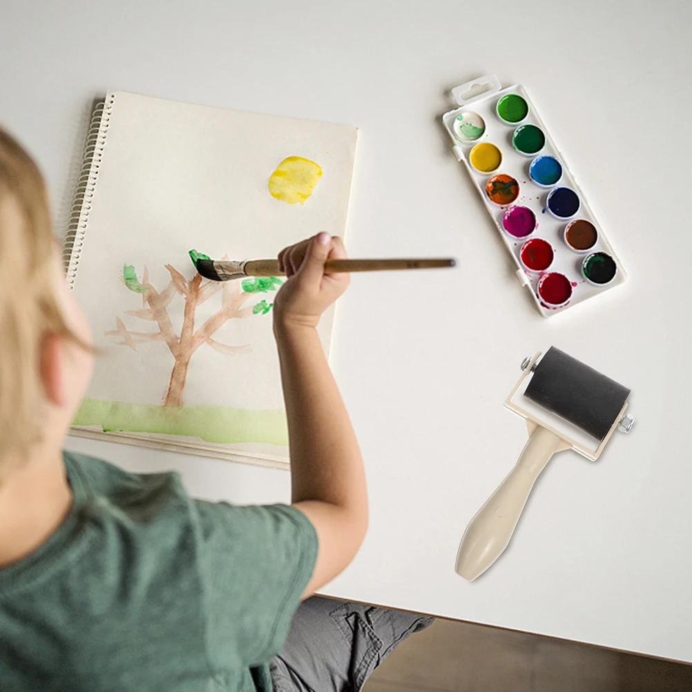 Rodillo de pegamento de goma de 4 piezas para carpintería, tinta de impresión para niños, herramientas de grabado de mano, tablero de tambor de grabado, rodillo de pegamento de dibujo