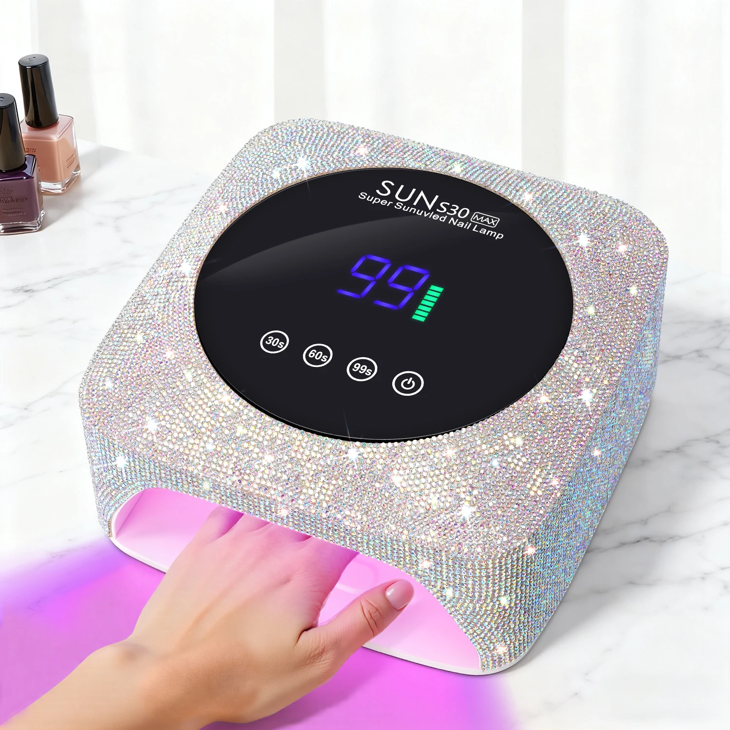 Rechargeable 180W UV LED Nail Lamp For Nails 57LEDS Wireless Gel Polish Curing Lamp With Large Screen Professional Nail