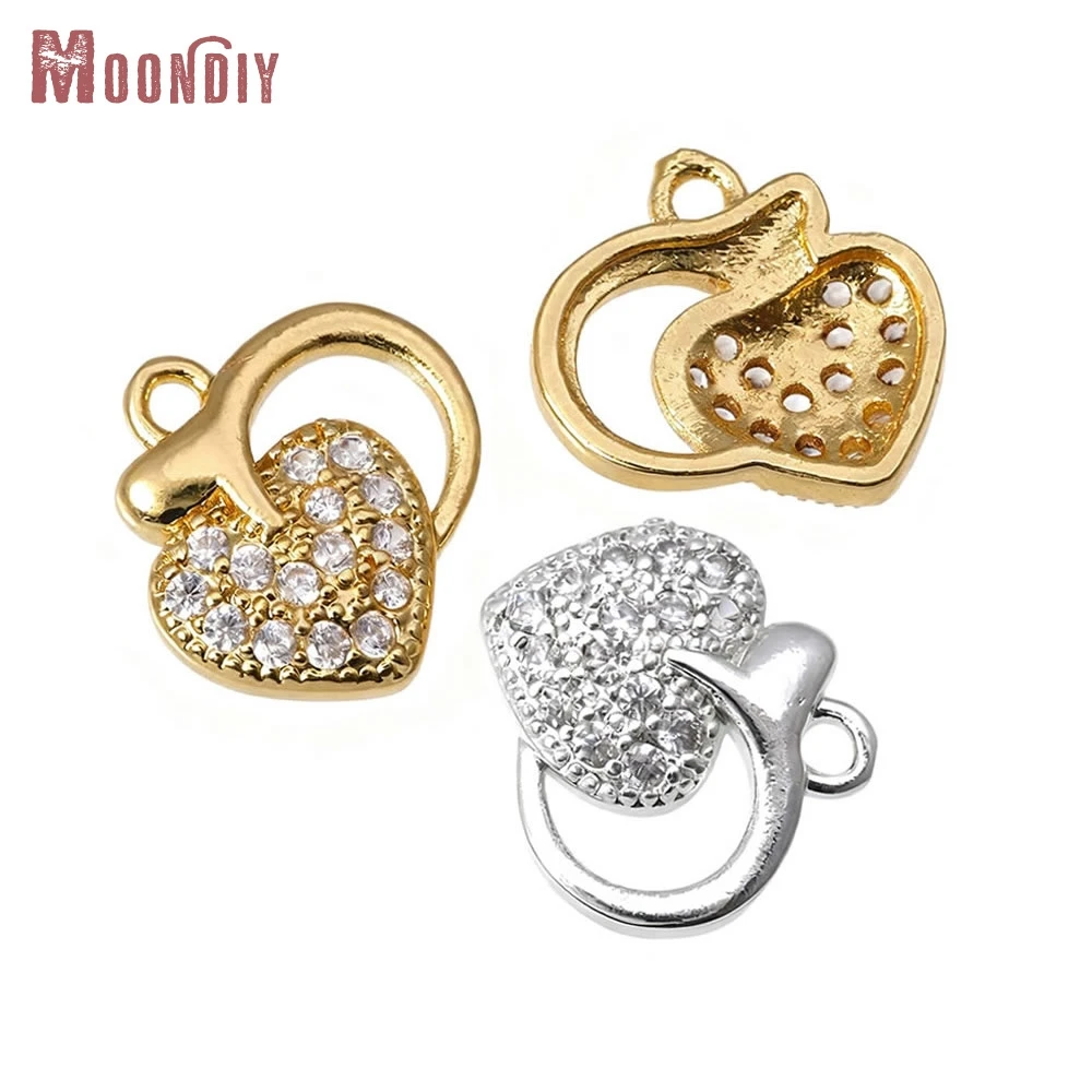 

10 шт. 11,5x11,5 мм 18-каратное золото, латунь и циркон, подвески в форме сердца, подвески, высокое качество, ожерелье, серьги, аксессуары для изготовления