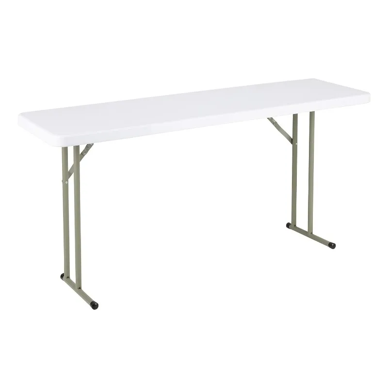 5' Indoor/Outdoor Folding Training Table, Rectangular Blow-Molded Plastic Folding Training and Event Table