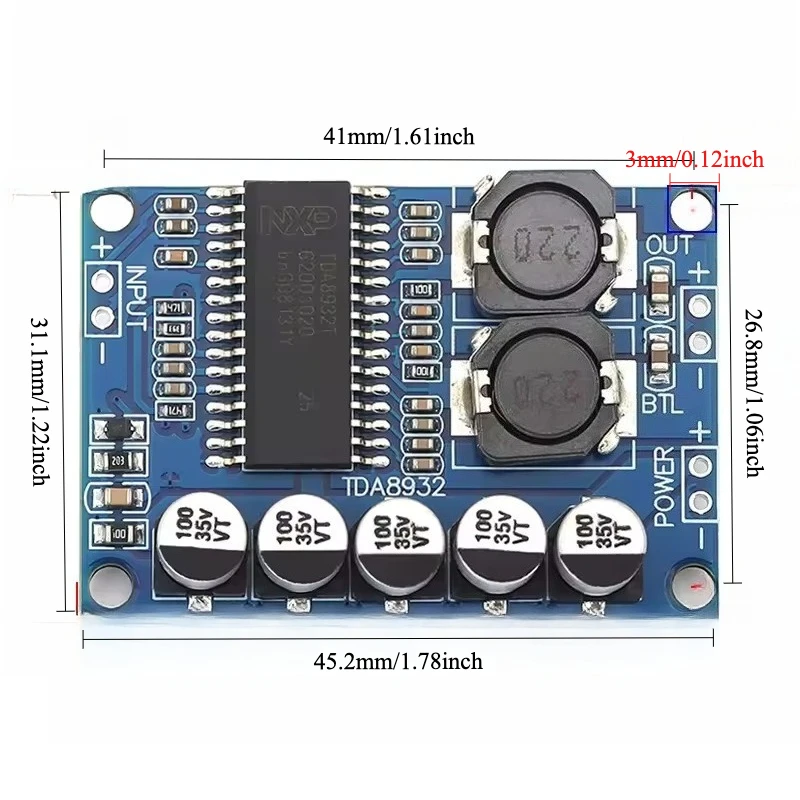 

2pcs TDA8932 Digital Amplifier Board Mono 35W High Power Low Consumption for DIY Speaker Subwoofer