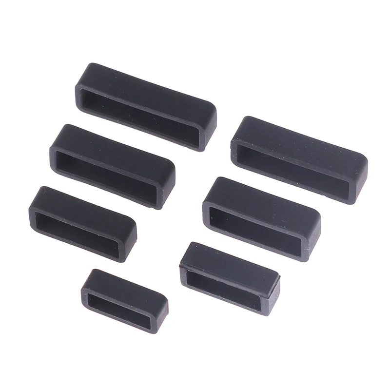 NEW 7 Sizes Black Silicone Watch Strap Retaining Hoop Loop Rubber Buckle Ring 14-26mm Retainer Holder Watchbands Accessories