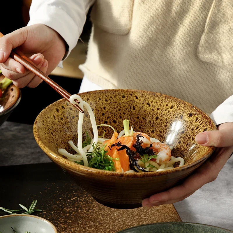 LingAo Japanese Ceramic Creative Ramen Bowl, Soup Bowl