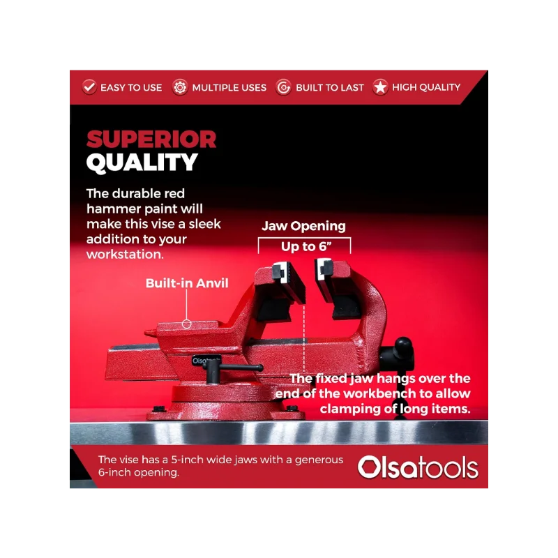 Olsa Bench Vise Tools, Giratória 360 °, 6"