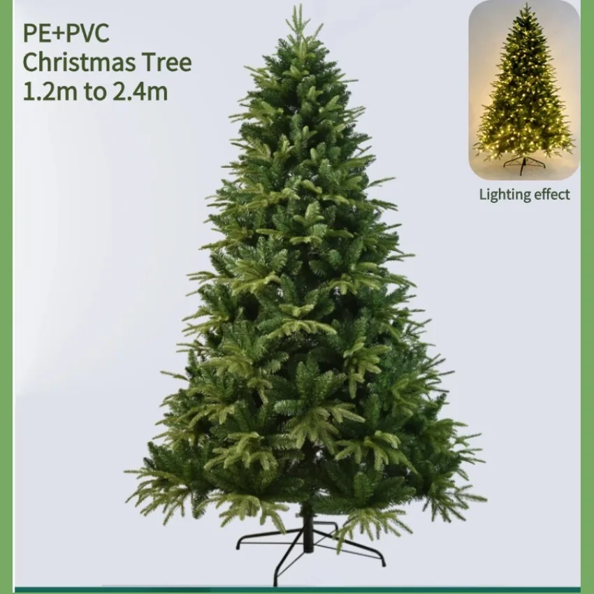 

PE&PVC Encrypted Christmas Tree with Lights Large Green Artificial Christmas Tree 1.2m to 2.4m Home Christmas Party Decorations