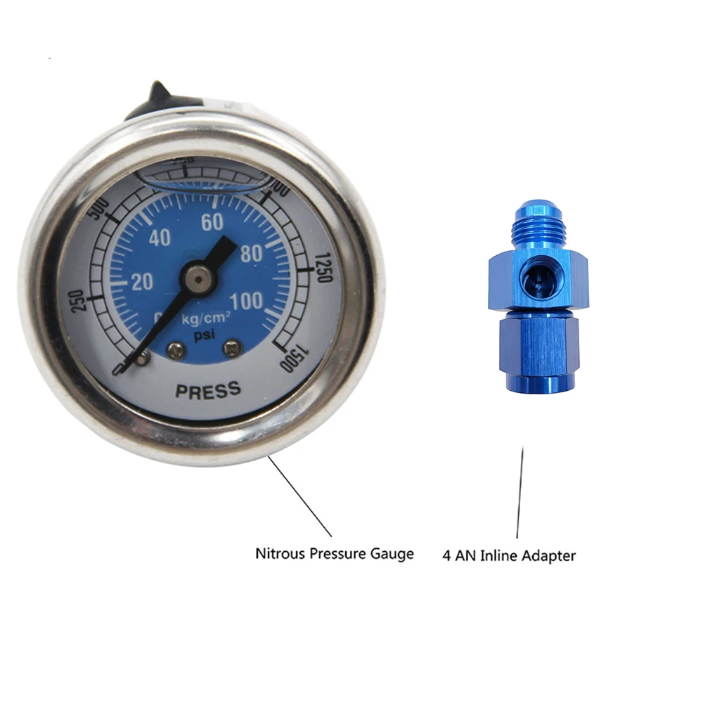 Replacement for NOS Nitrous pressure gauge +4 AN Inline Adapter