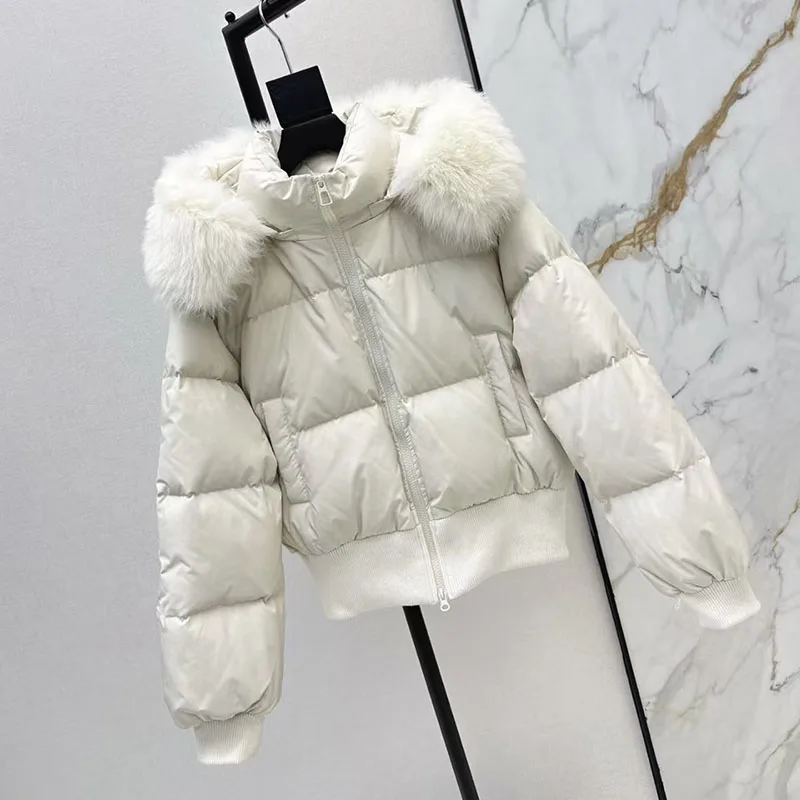 سترة نسائية كاجوال دافئة مقاومة للرياح، سترة عالية الجودة، 2025، شتاء، وصول جديد، طراز Y2K، سترة قصيرة بياقة من فرو الثعلب #4