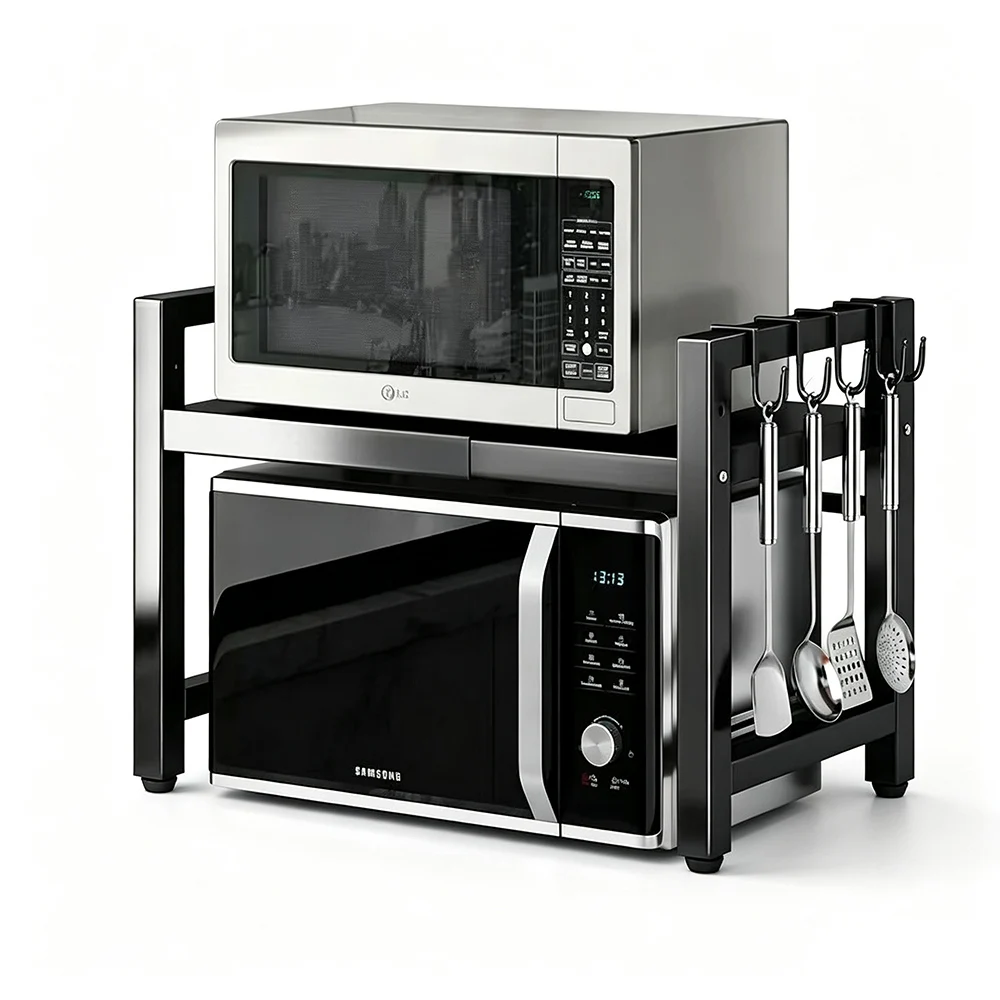 Rastrelliera regolabile per forno a microonde, organizer da cucina espandibile per piano di lavoro, ripiano in metallo resistente per il piano di lavoro della cucina
