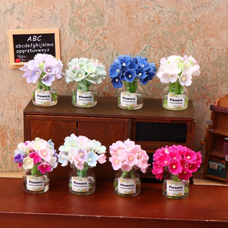 1/12 مقياس مصغرة زهرة زهرية دمية النباتات ديكور لعبة المشهد الصغير بوعاء زهرة زخرفة للمنزل دمية