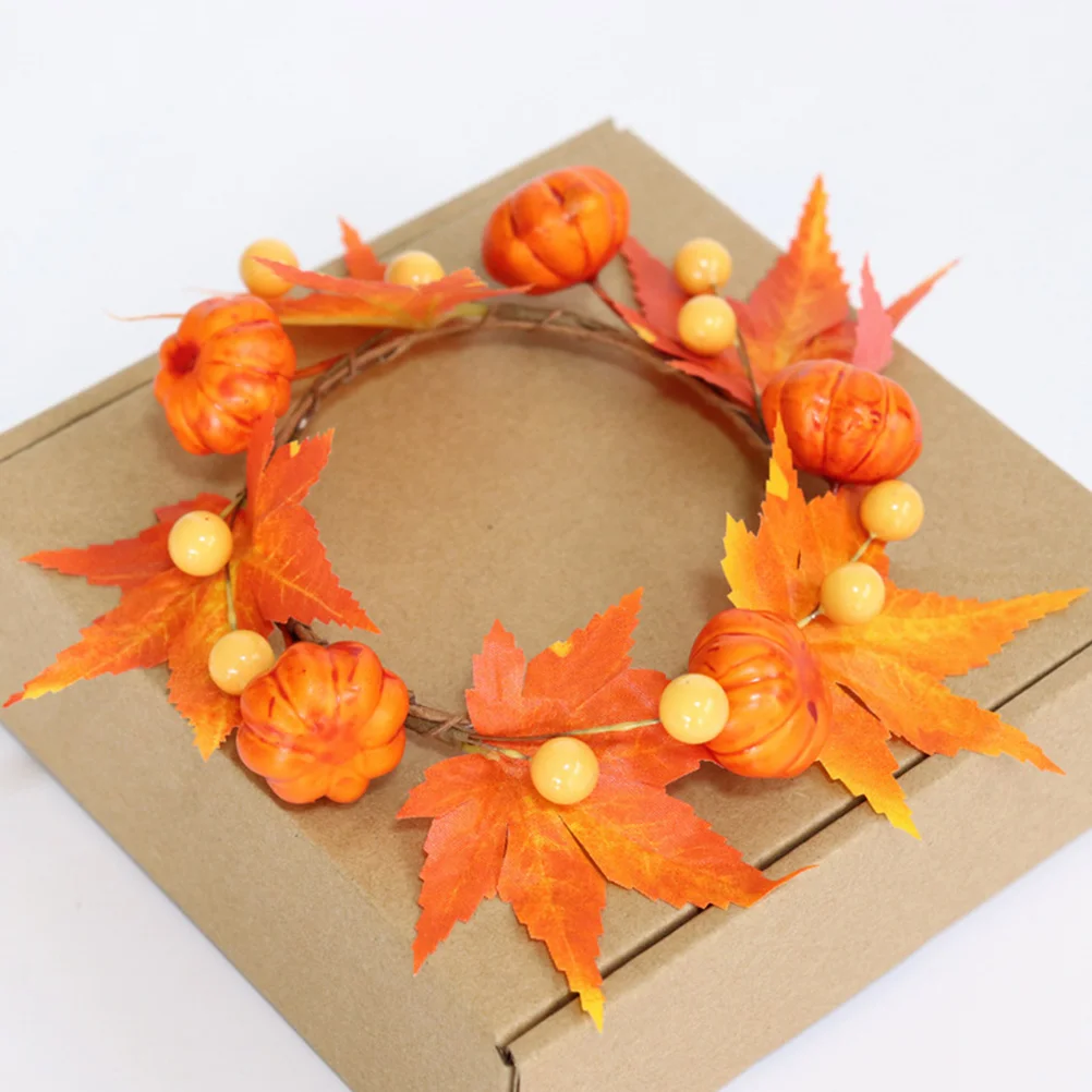 

4pcs Ring Wreath Maple Leaves Halloween Christmas Thanksgiving Holiday Party Decoration Fall Pumpkin Rings