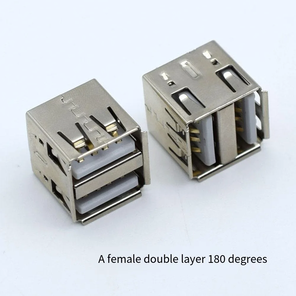 Connector A Female dual layer USB socket 180 degree straight pin plug 14.2 Length AF Vertical dual layer usb Mother goddess