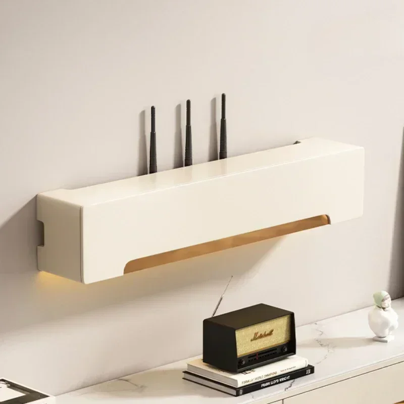 Cream-Style TV Router Box Wall-Mounted Power Cord Organizer Set-Top Dust-Proof Rack Multi-Function Plug Board Holder - Image 3