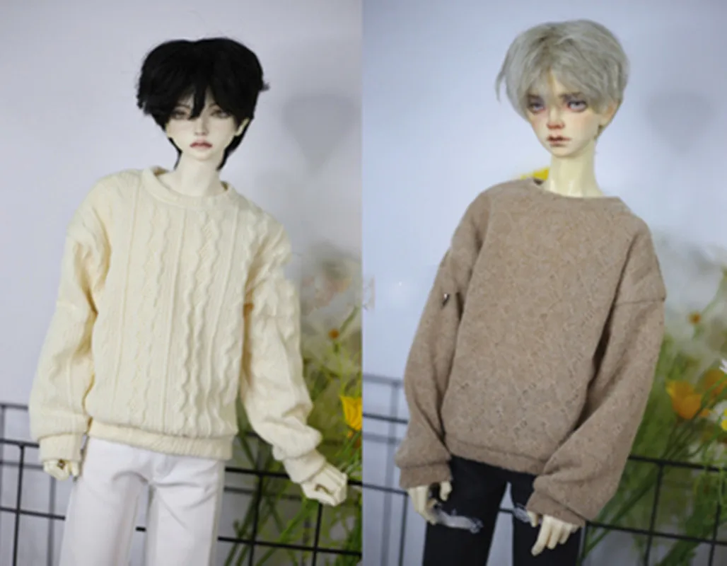 BJD Doll clothes fit 1/3 1/4 Uncle size camel beige knit jumper 2 colors into doll accessories