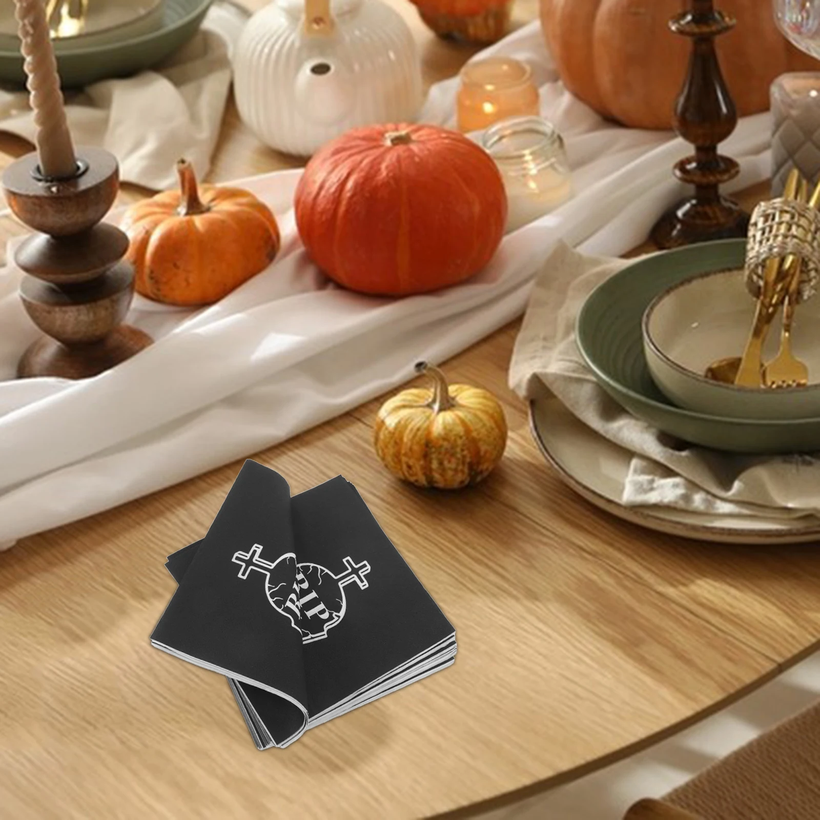 

20Pcs Halloween Party Napkins Paper Death to My 20s Disposable Tombstone Design Birthday Table Decoration Supplies