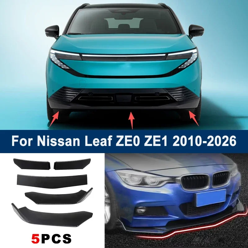 

Adjustable 5Pcs Sectional Front Spoiler Lip For Nissan Leaf ZE0 ZE1 2010-2026 Front Bumper Splitter Car Exterior Sport Body Kit