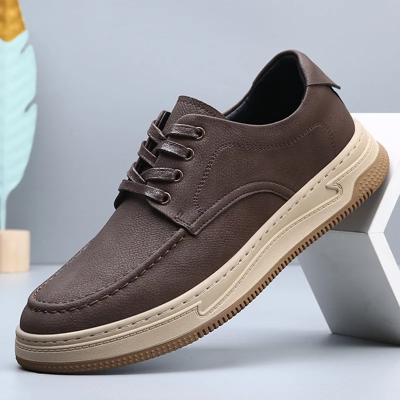 

Spring Autumn Comfortable Breathable Men's Cowhide Casual Shoes Outdoor Fashion Men's Retro Board Shoes Sports Shoes