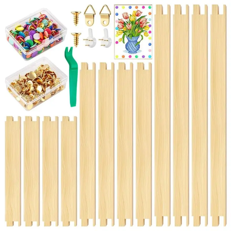 BSEVB-Wooden Canvas Stretcher With Tack Remover, Suitable For Needlework For Embroidery Frameset Frame Handicrafts