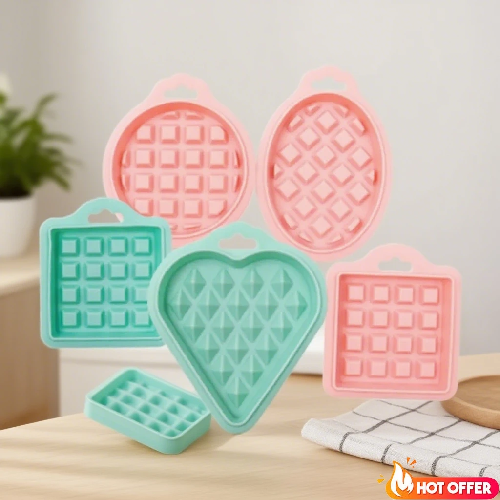 

5PCS solid color exterior air Fryer Food grade silicone waffle mold Kitchen cake baking mold bakery accessories silicone mold