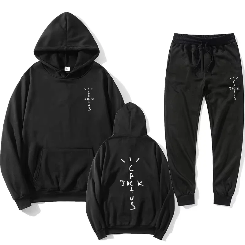 Jack Cactus Fashion Men's Oversized Hoodie Sweater + Pants 2-piece Set Men's Casual Jogging Sportswear Suit Men's Sportswear view 3