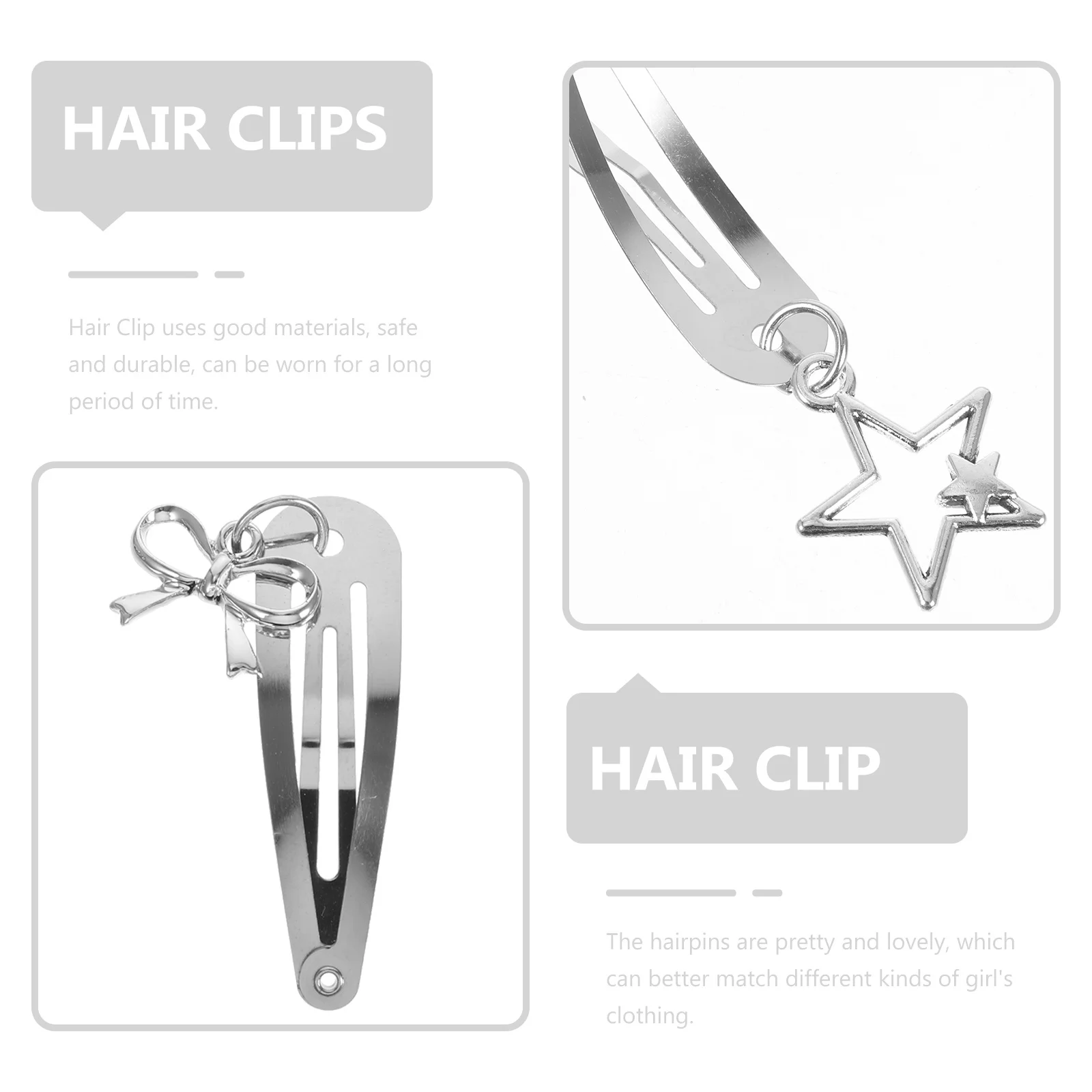 

12Pcs Hair Clips Snap Heart Star Hairpins Girls Party Daily Hair Styling Sectioning Accessories Barrettes for Women