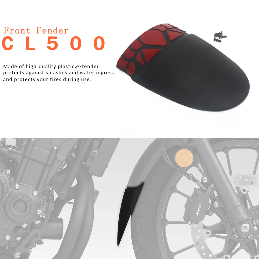 CL 500 cl500 2023 2024 New Motorcycle Accessories Front Extender Fender Plastic Black For Honda CL500