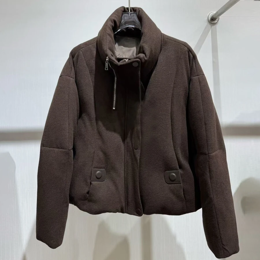 Short Cashmere Down Coat Women's Winter Down Jacket With Collar Bolero Jacket High Quality Natural Fur Coat