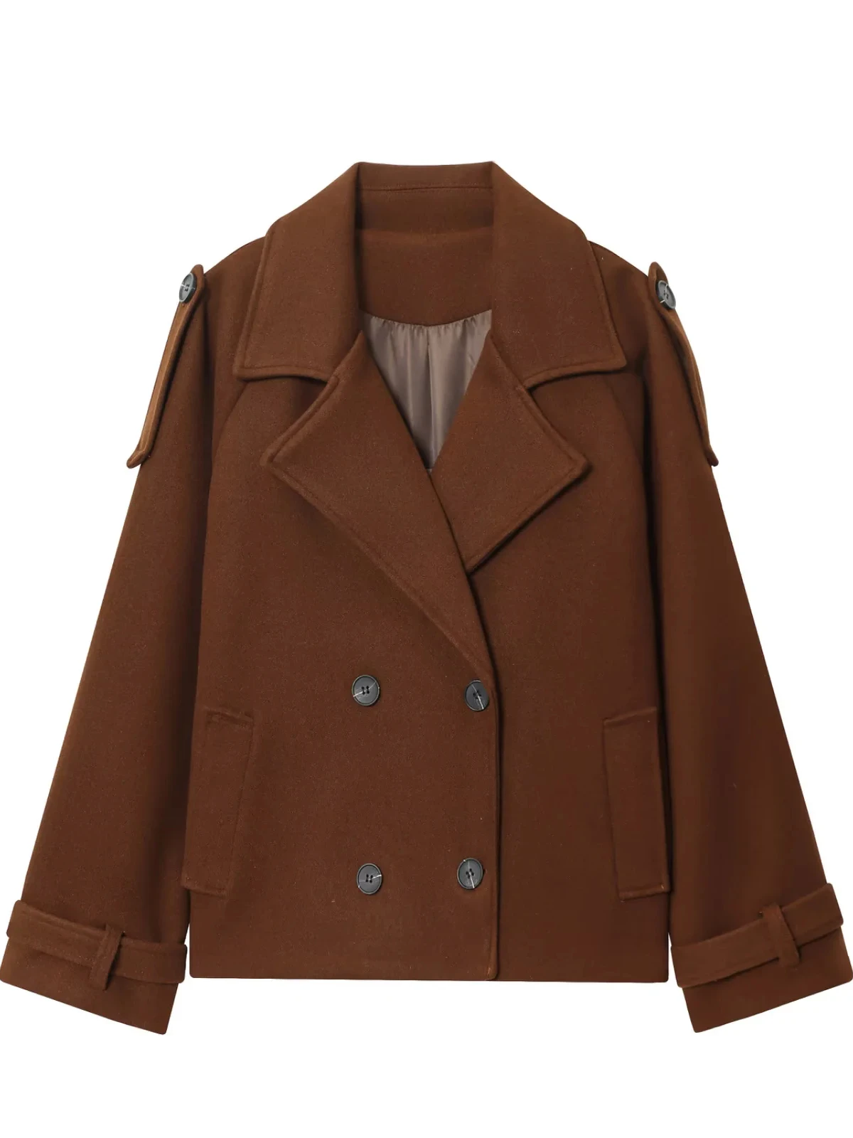 

Американское двубортное свободное шерстяное пальто в стиле ретро, женское универсальное повседневное или топ, модная женская верхняя одежда премиум-класса