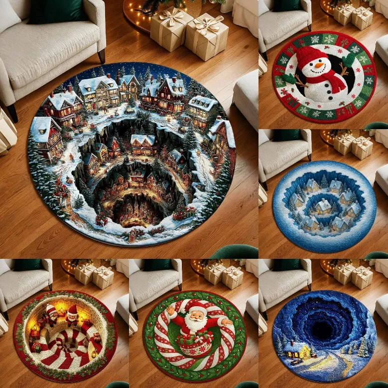Weihnachts-Whirlpool-Teppich, Schneemann, Weihnachtsmann, rutschfester Teppich, Urlaubsdesign, mehrere Muster, Urlaub, Heimdekoration, Bodenmatte