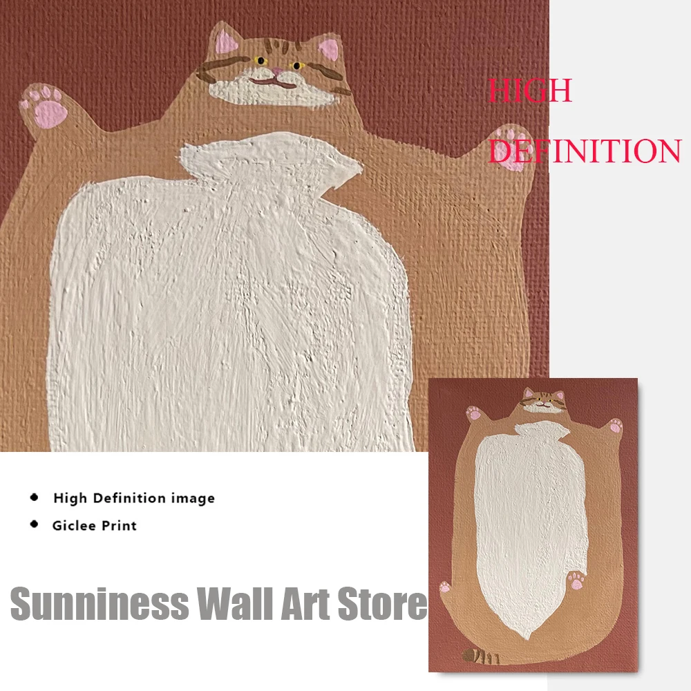 Funny American Fat Cat Art Posters Cute Pet Canvas Painting Prints Modern Animal Wall Pictures for Living Room Home Decoration