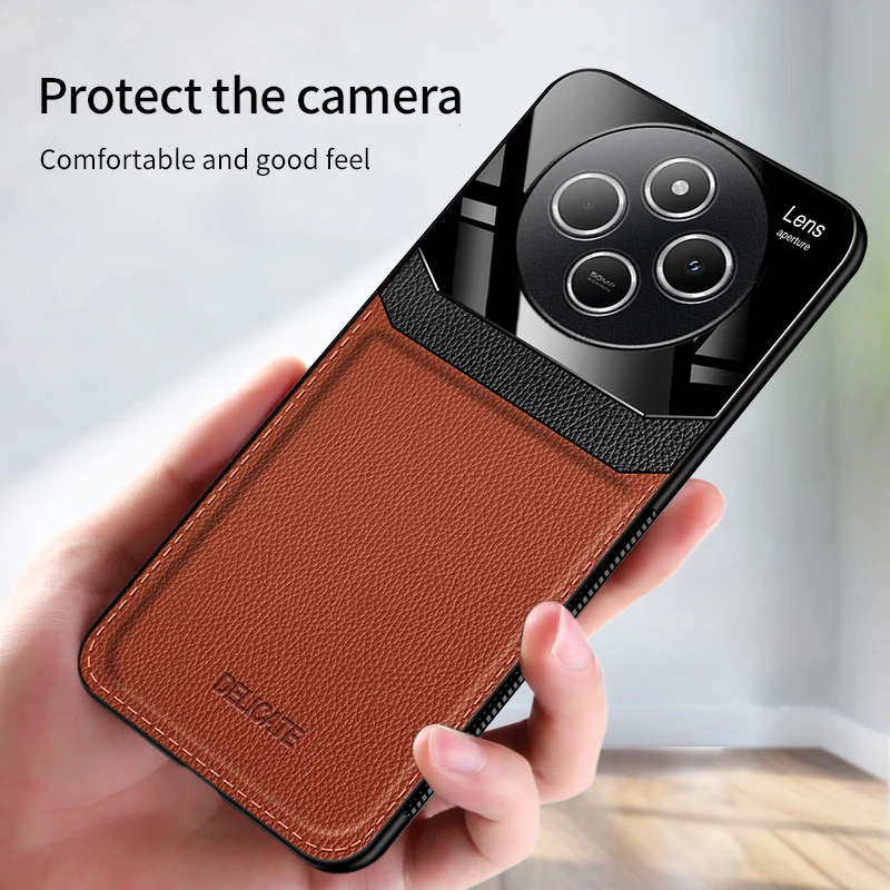 

Чехол для Xiaomi Redmi 14C, роскошный чехол из искусственной кожи + жесткий защитный чехол для объектива ПК, чехол для Xiaomi Redmi 14C 13C 13, полный чехол