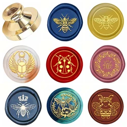 Bee and Ladybug Wax Seal Stamp Insects Retro Sealing Wax Stamp 25mm Removable Brass Head for Envelope Card Package Decoration