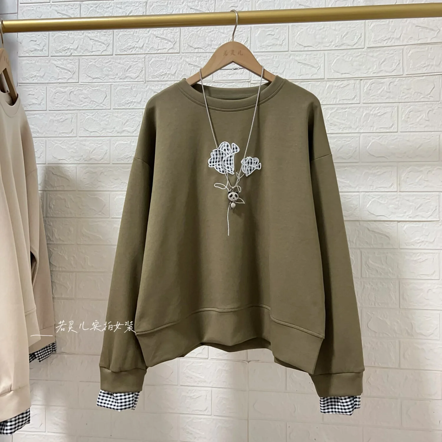 أزياء المرأة فضفاضة تي شيرت كم طويل جولة الرقبة بالإضافة إلى حجم سليم صالح الأعلى