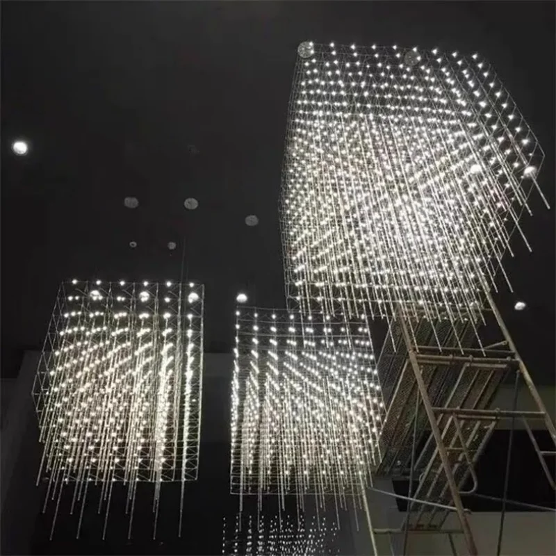 Light Cube Chandelier Hotel Clubhouse Sand Table Sales Department Starry Sky Villa Restaurant Project Chandelier
